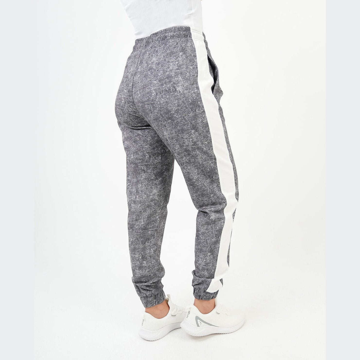 ATUM| Gym Track Pants With Side Panel - Black with White printed