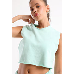 Mint Cropped Sleeveless Sweat