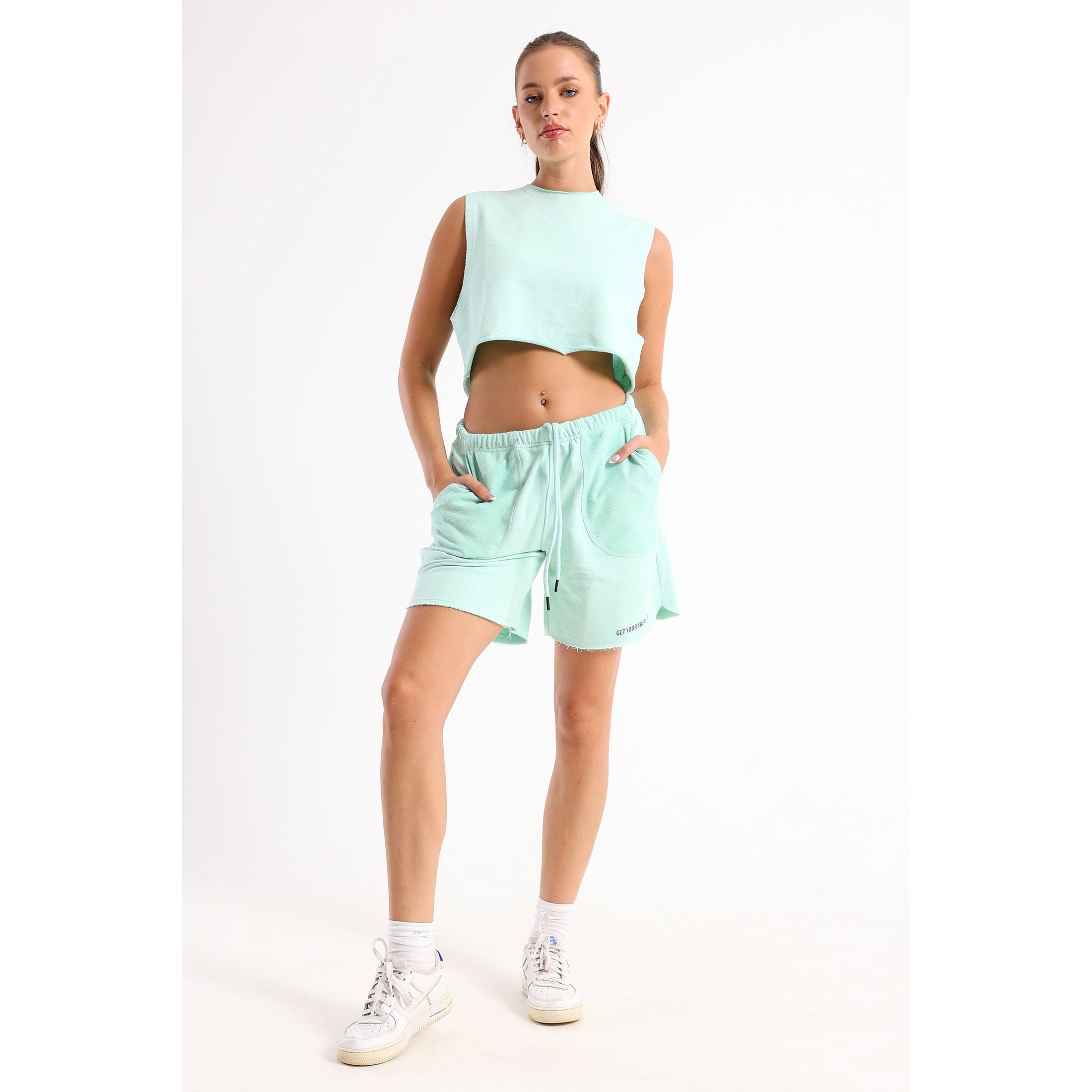 Mint Cropped Sleeveless Sweat