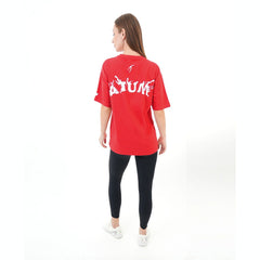 ATUM| Oversized Splash Women's T-Shirt - Red with White print 