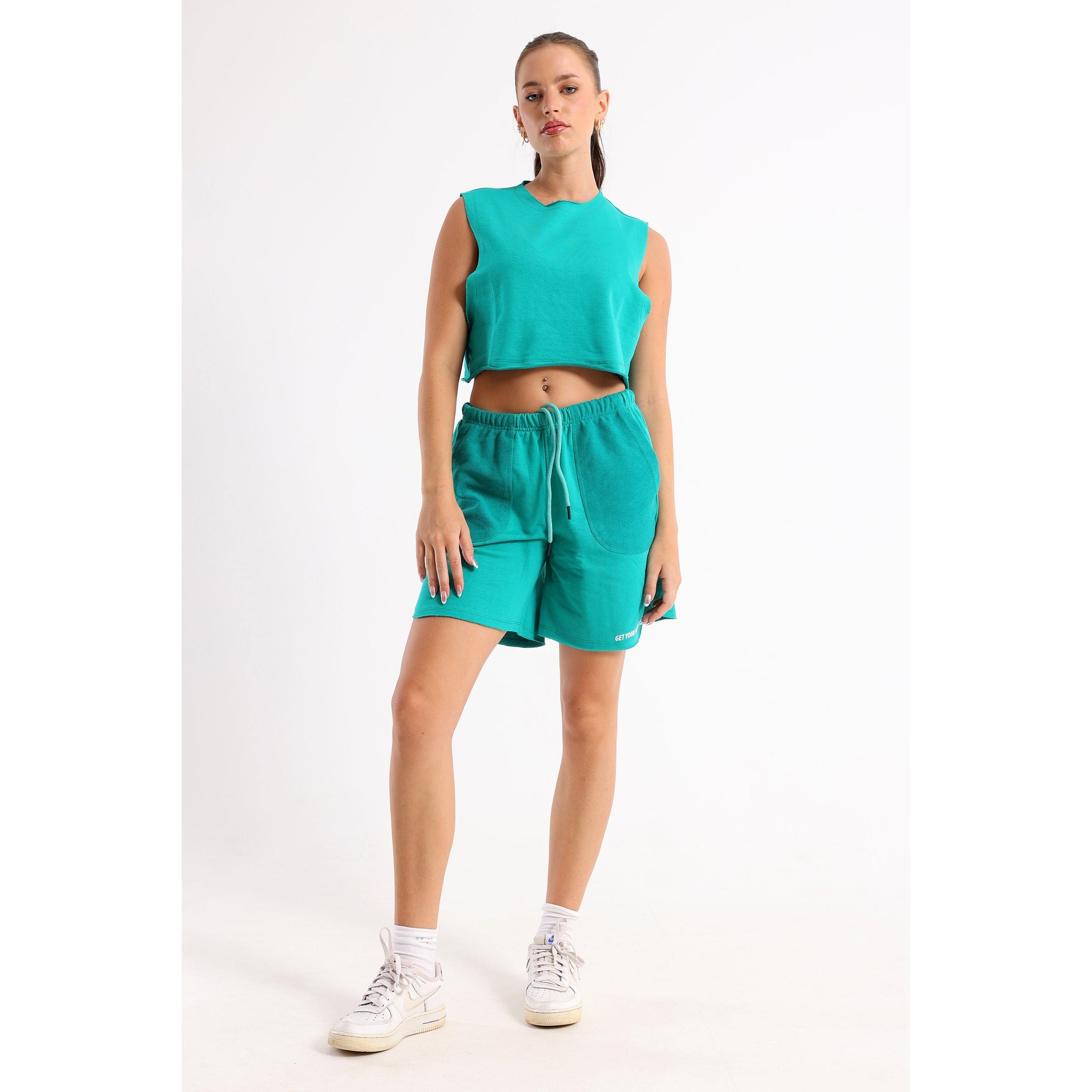 Green Cropped Sleeveless Sweat