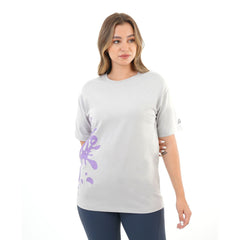 ATUM| Oversized Splash Women's T-Shirt - Gray With Violet print