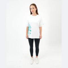 ATUM| Oversized Splash Women's T-Shirt - White With DarkTurquoise panting 