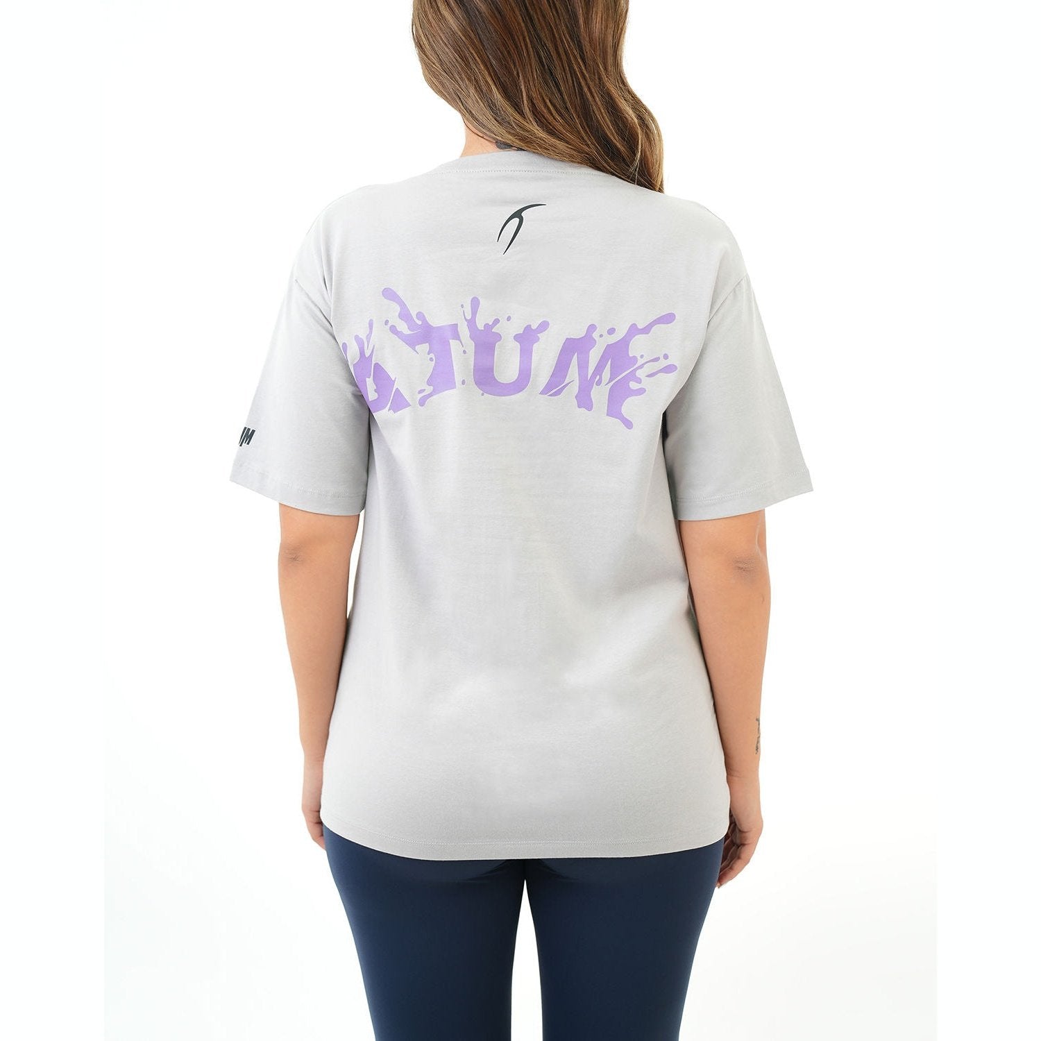 ATUM| Oversized Splash Women's T-Shirt - Gray With Violet print