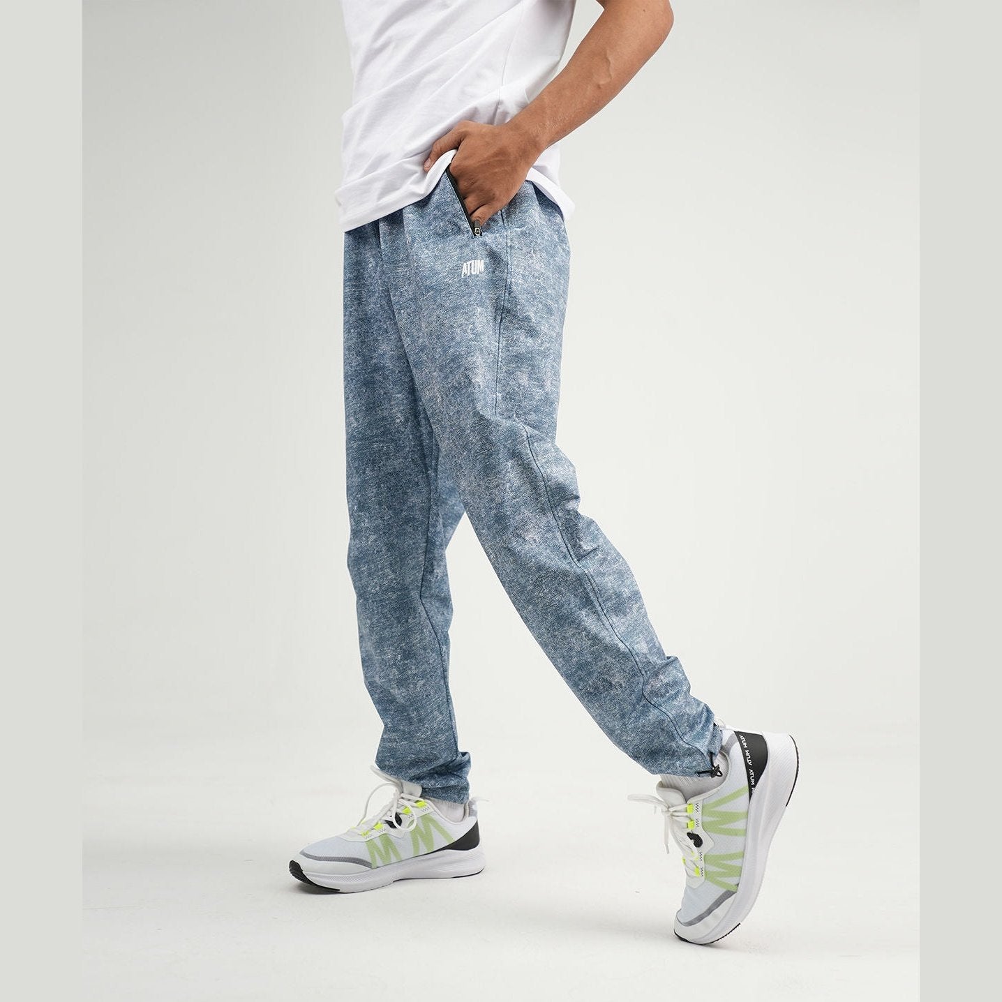 ATUM| Printed Cinchable Hems Men's Pants - Navy