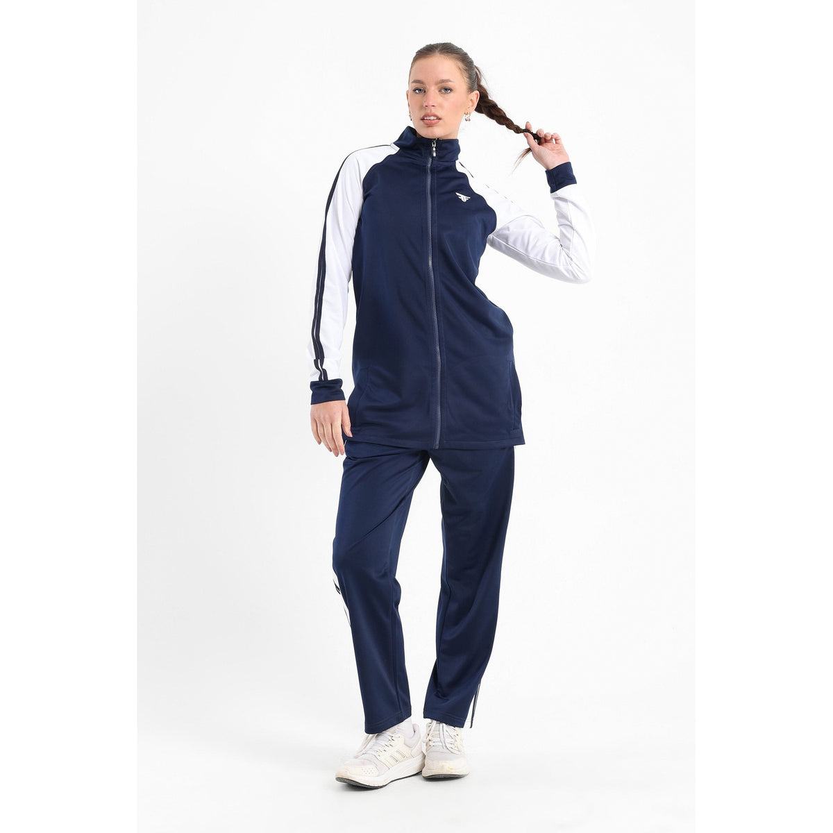 Classic stand up collar tracksuit in dark blue