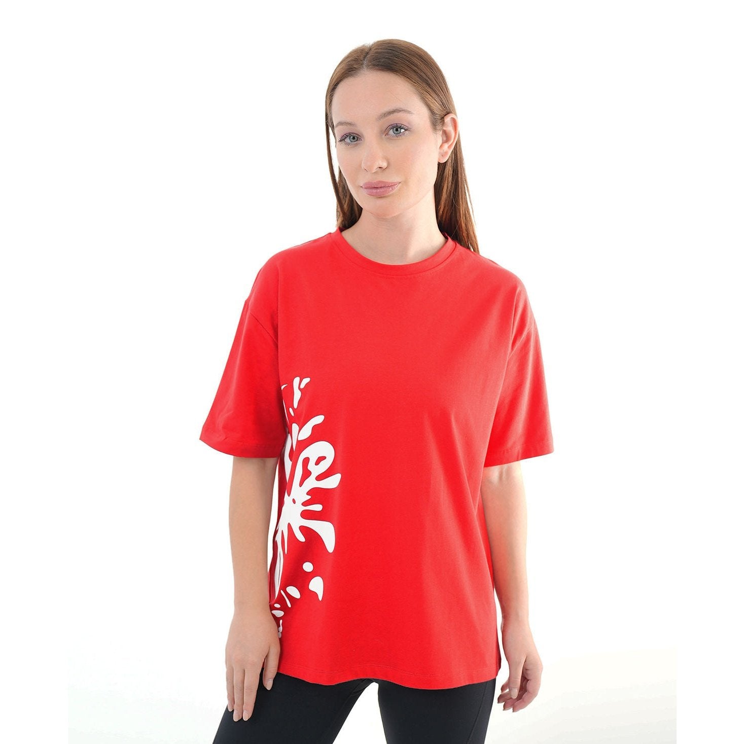 ATUM| Oversized Splash Women's T-Shirt - Red with White print 