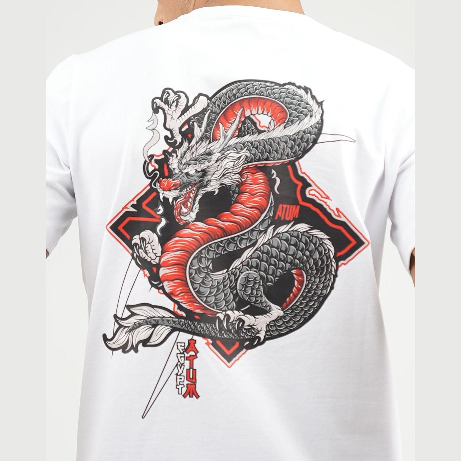 ATUM| Cobra Strike Graphic Men's Tee - White with red cobra print