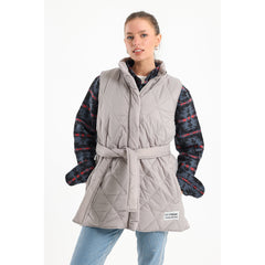 Silver long puffer vest