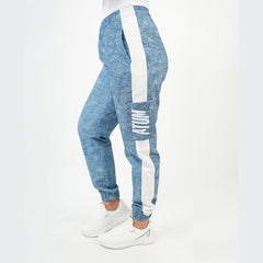 ATUM| Gym Track Pants With Side Panel - Navy with White printed