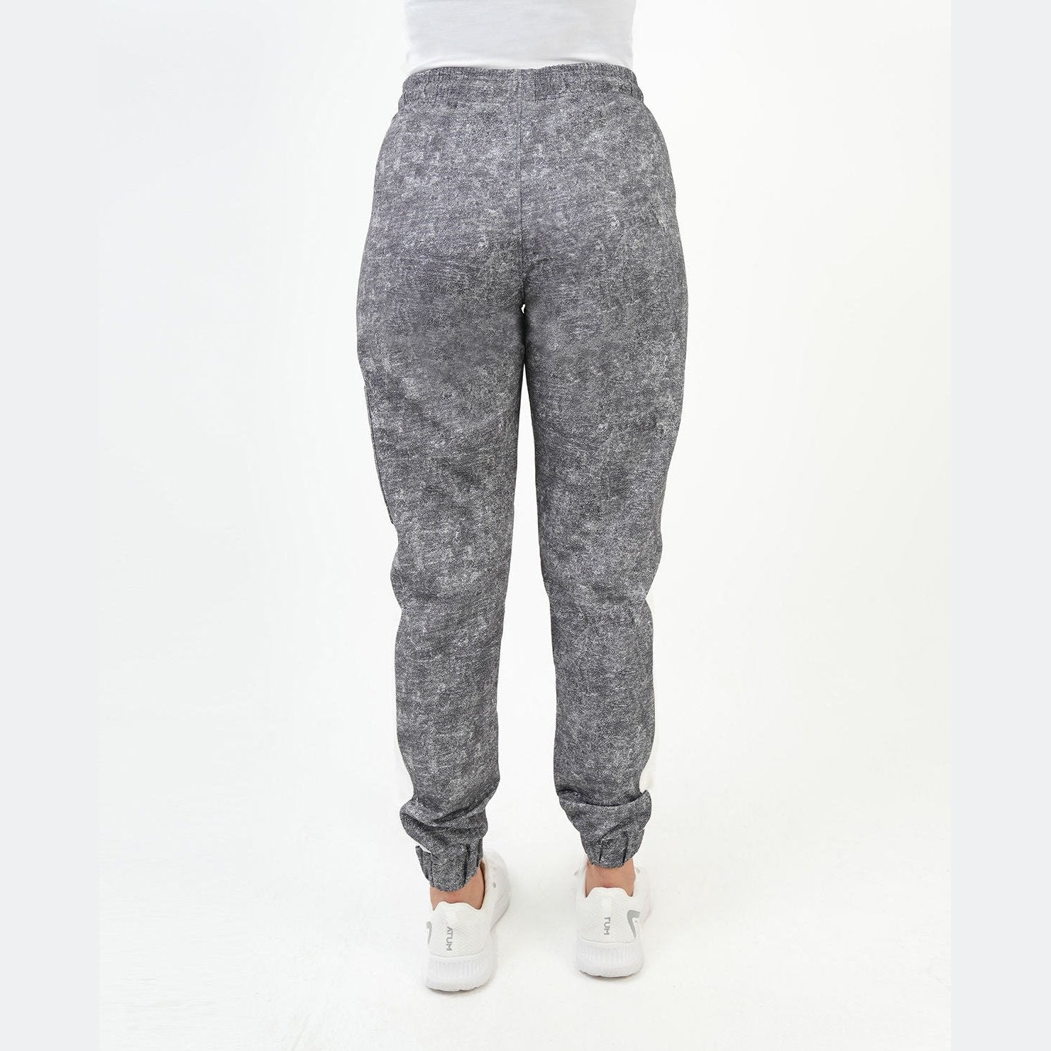 ATUM| Gym Track Pants With Side Panel - Black with White printed