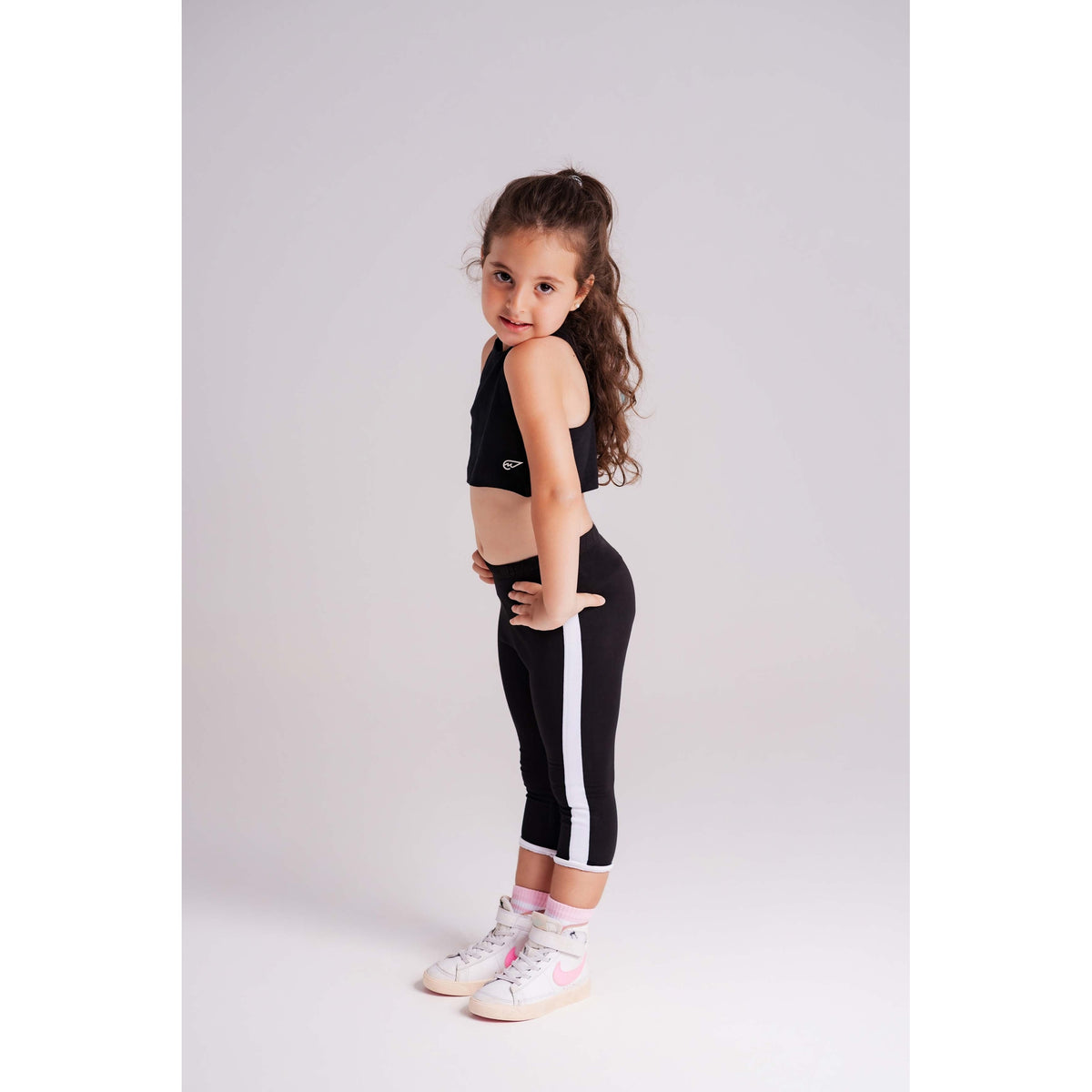 Girls StripeEase Below-Knee Leggings