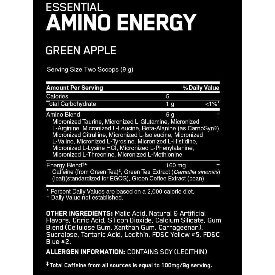 Amino Energy  Pre Workout Energy Powder - Green Apple 30 Servings (270 Grams)