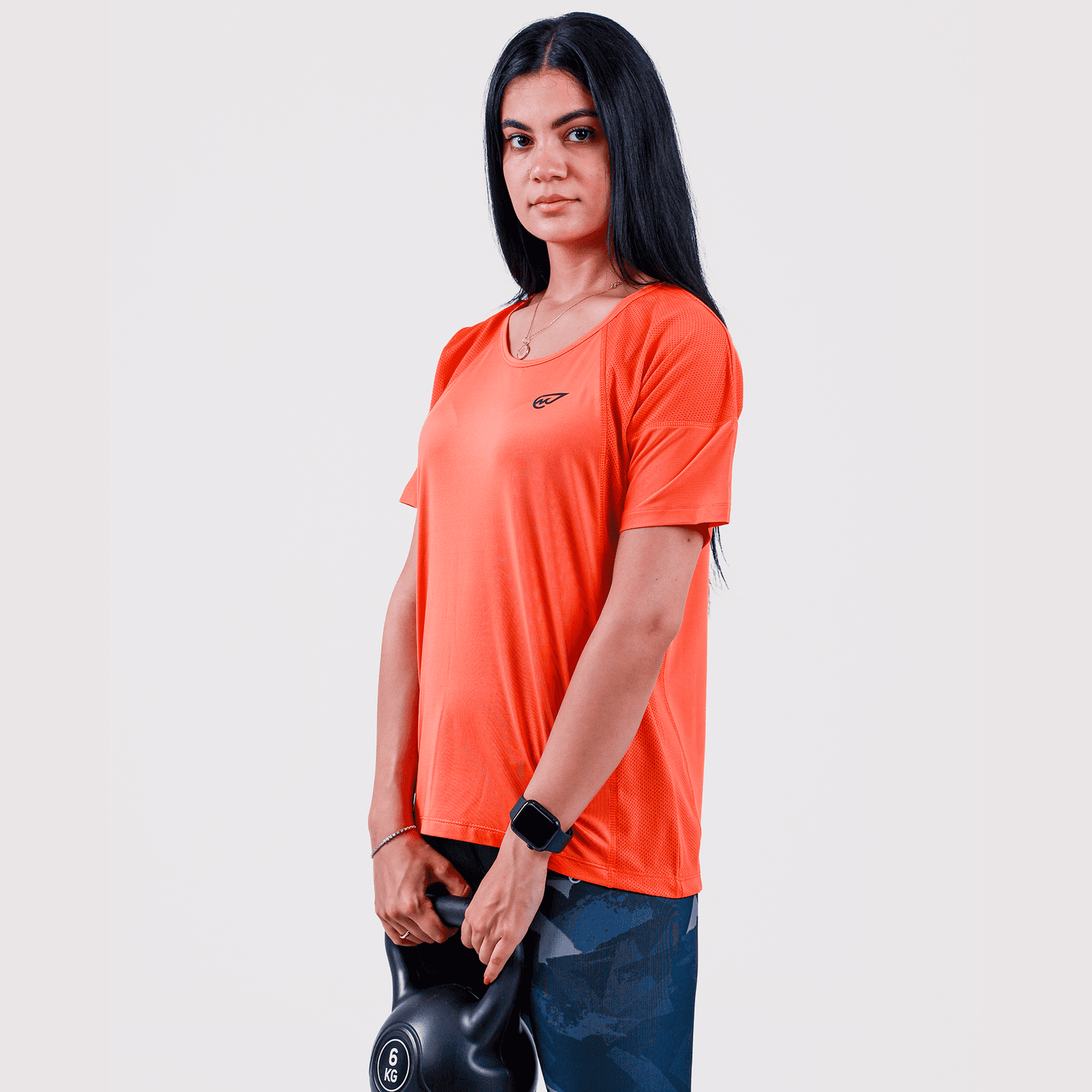 Sculpt Mesh T-shirt in Orange