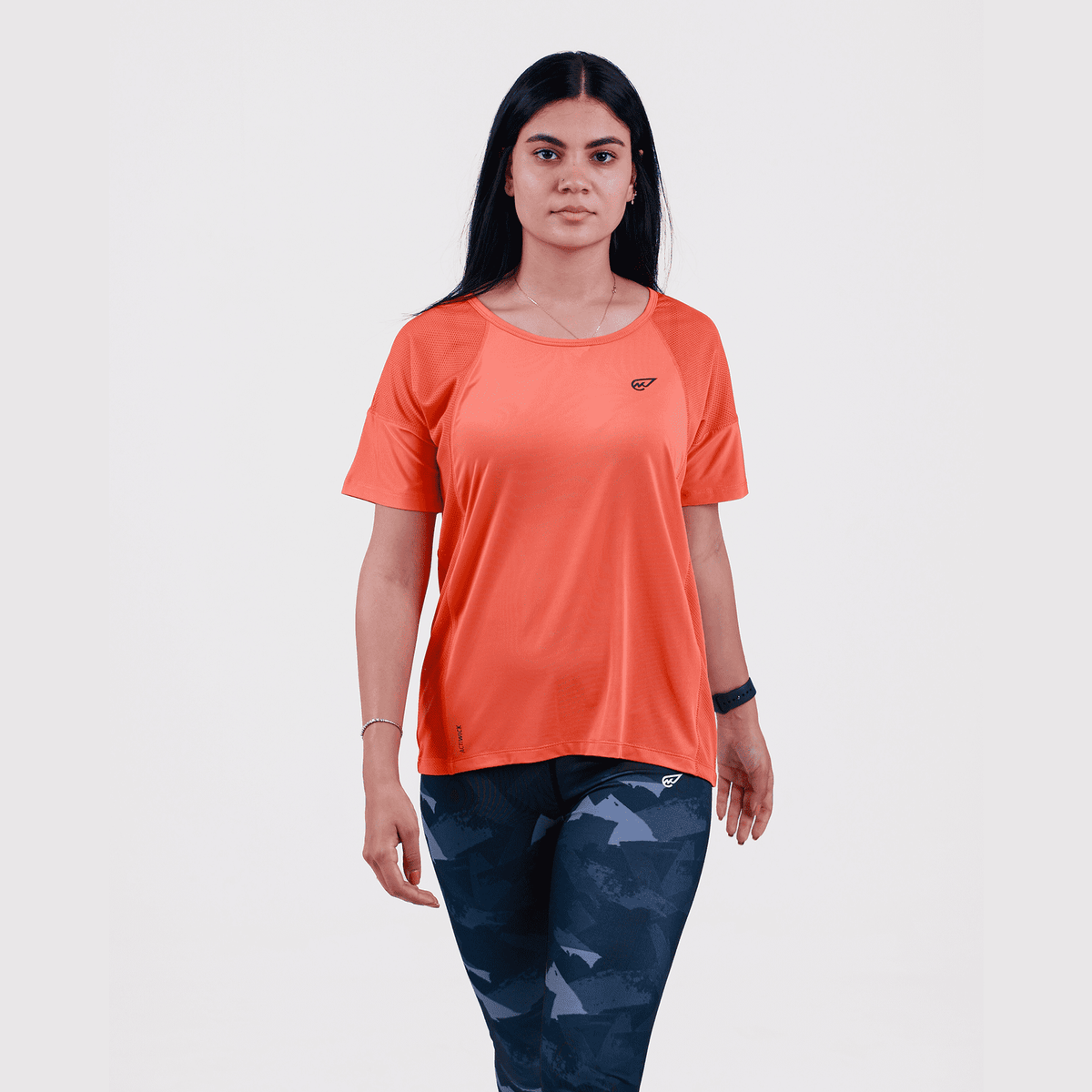 Sculpt Mesh T-shirt in Orange