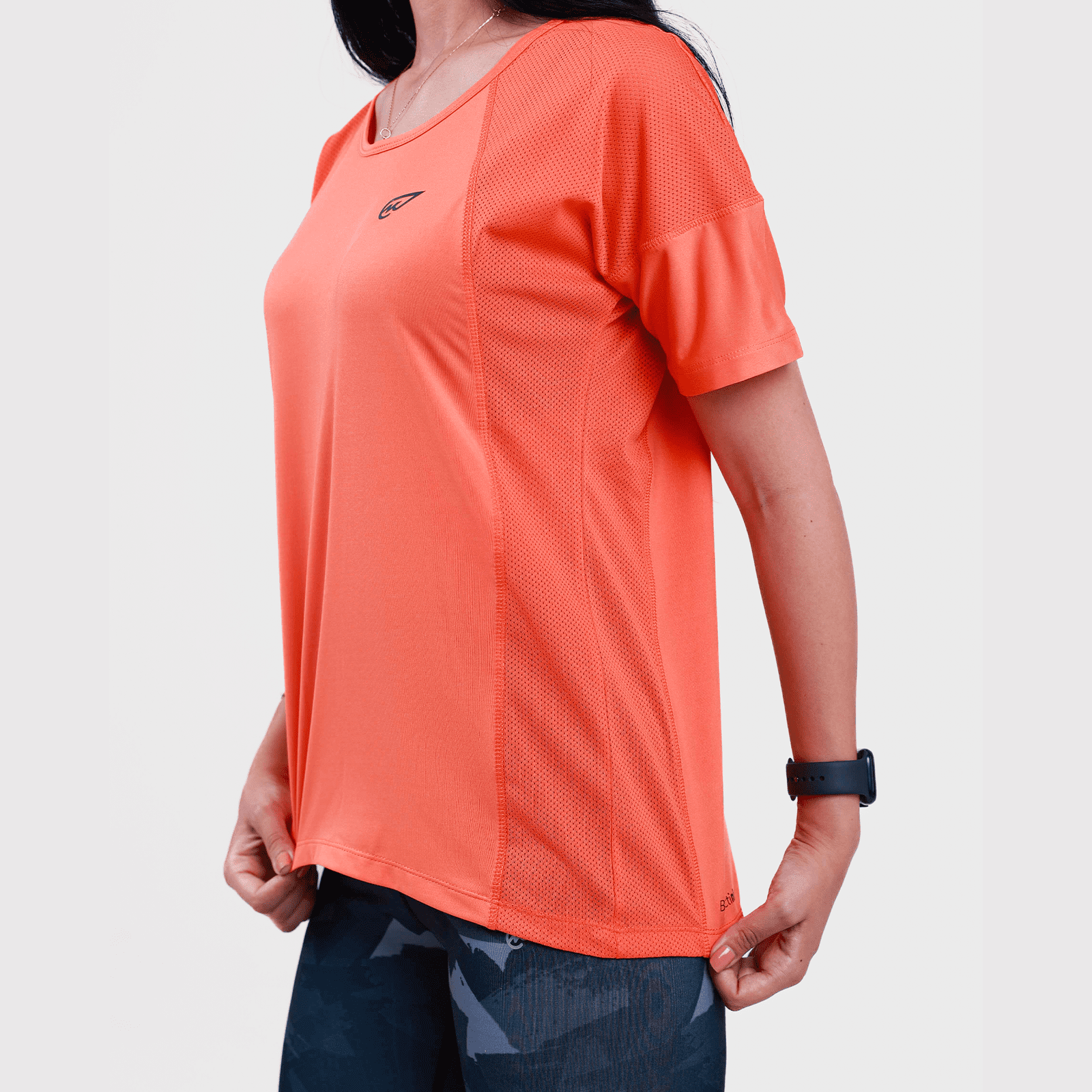 Sculpt Mesh T-shirt in Orange