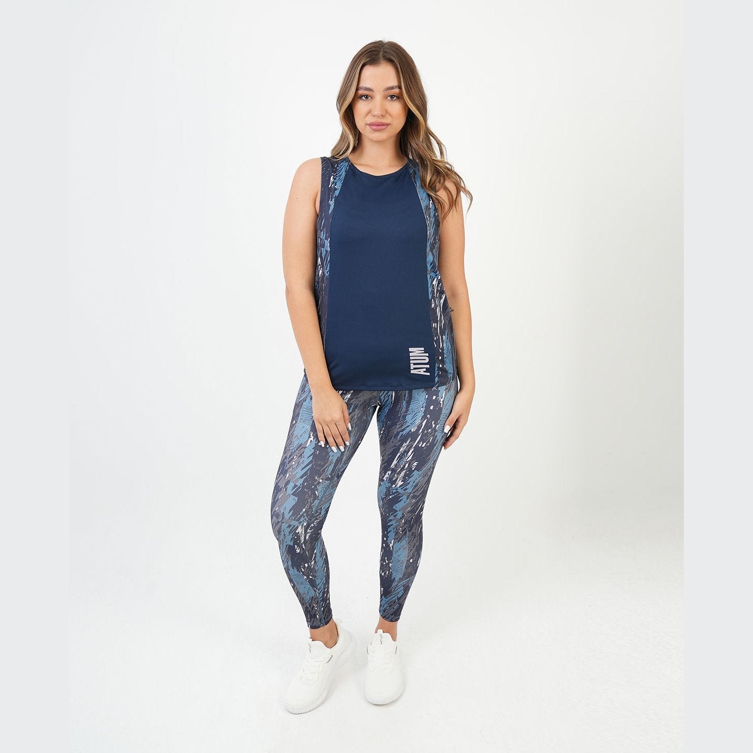 ATUM| Marble Printed Women's Leggings - Navy