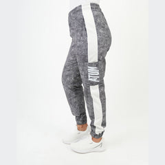 ATUM| Gym Track Pants With Side Panel - Black with White printed