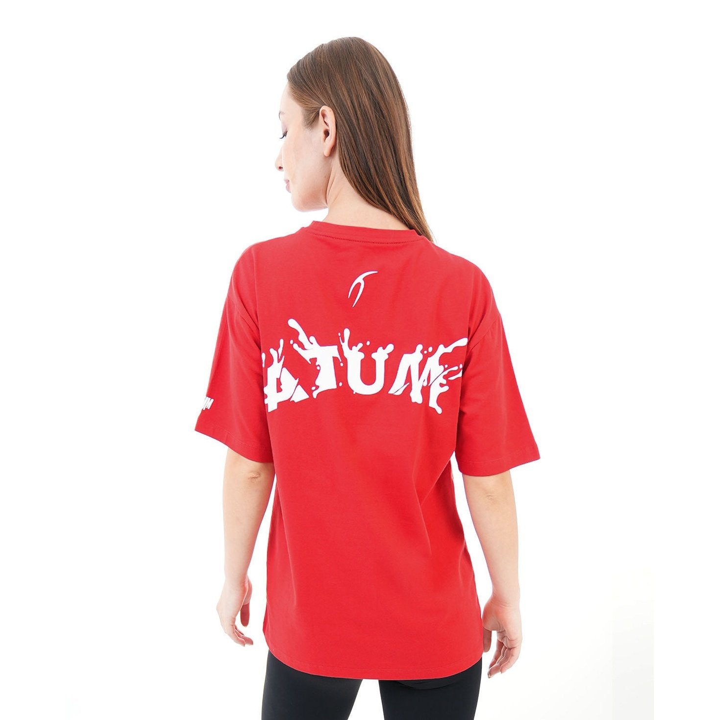 ATUM| Oversized Splash Women's T-Shirt - Red with White print 