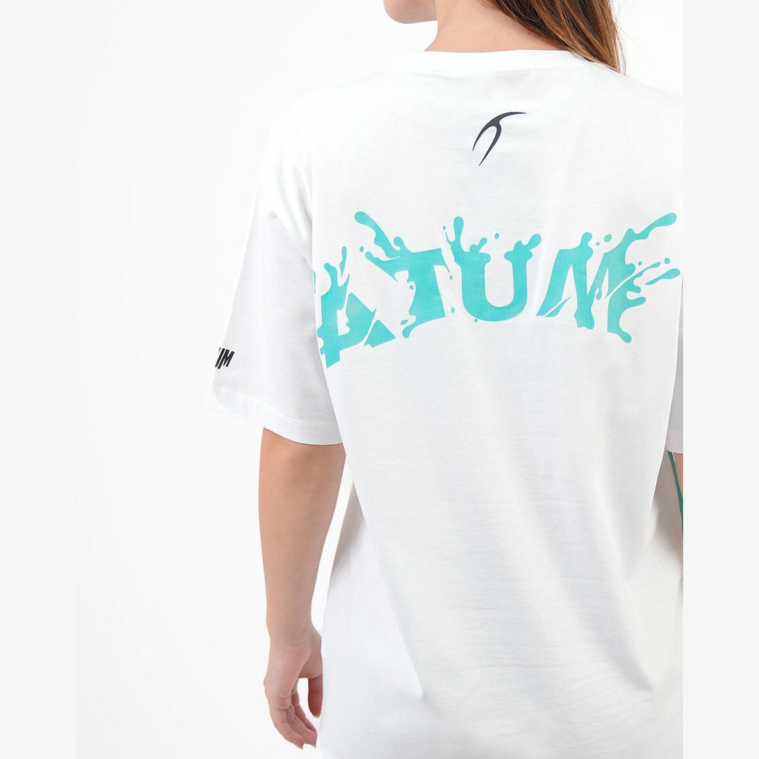 ATUM| Oversized Splash Women's T-Shirt - White With DarkTurquoise panting 