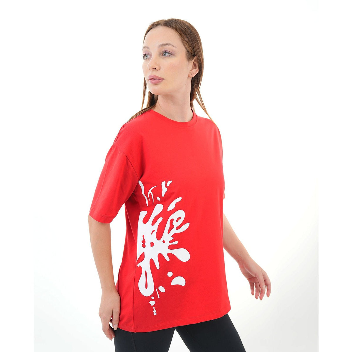 ATUM| Oversized Splash Women's T-Shirt - Red with White print 