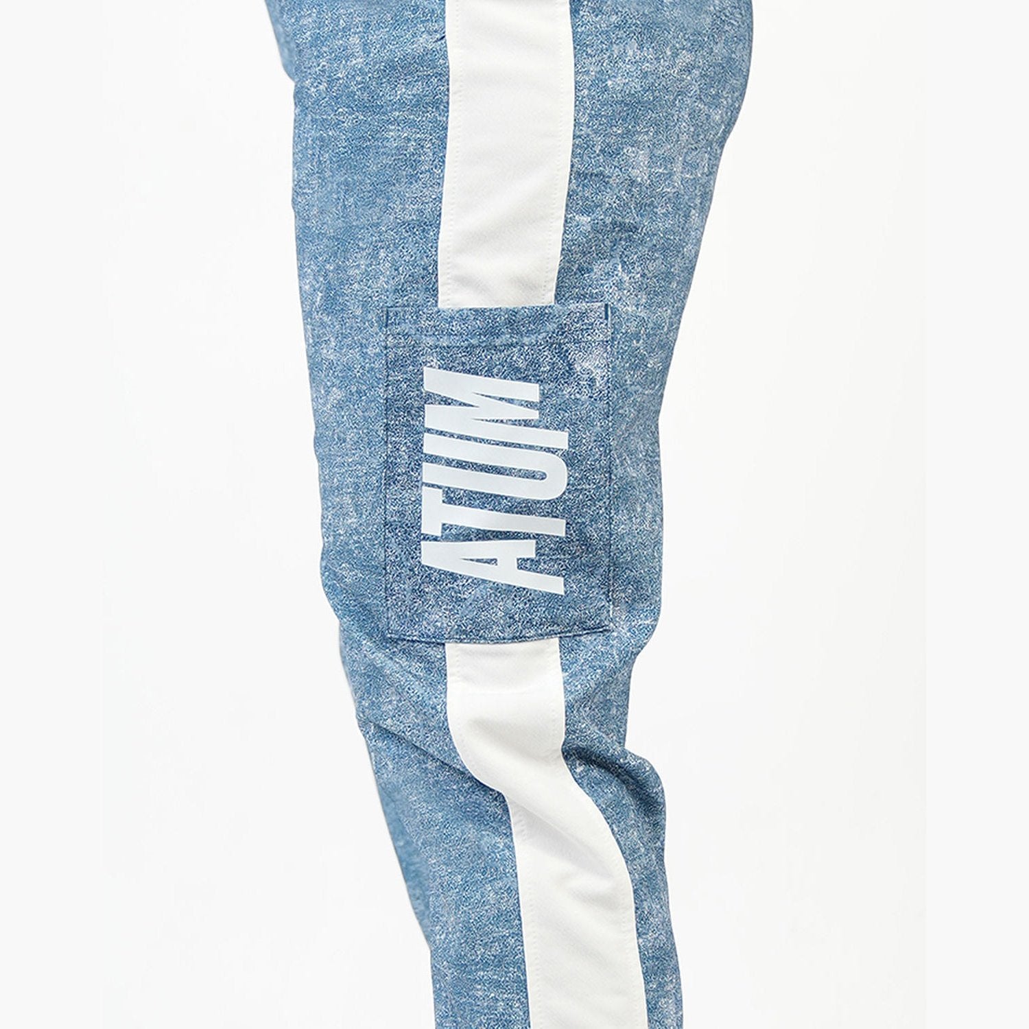 ATUM| Gym Track Pants With Side Panel - Navy with White printed