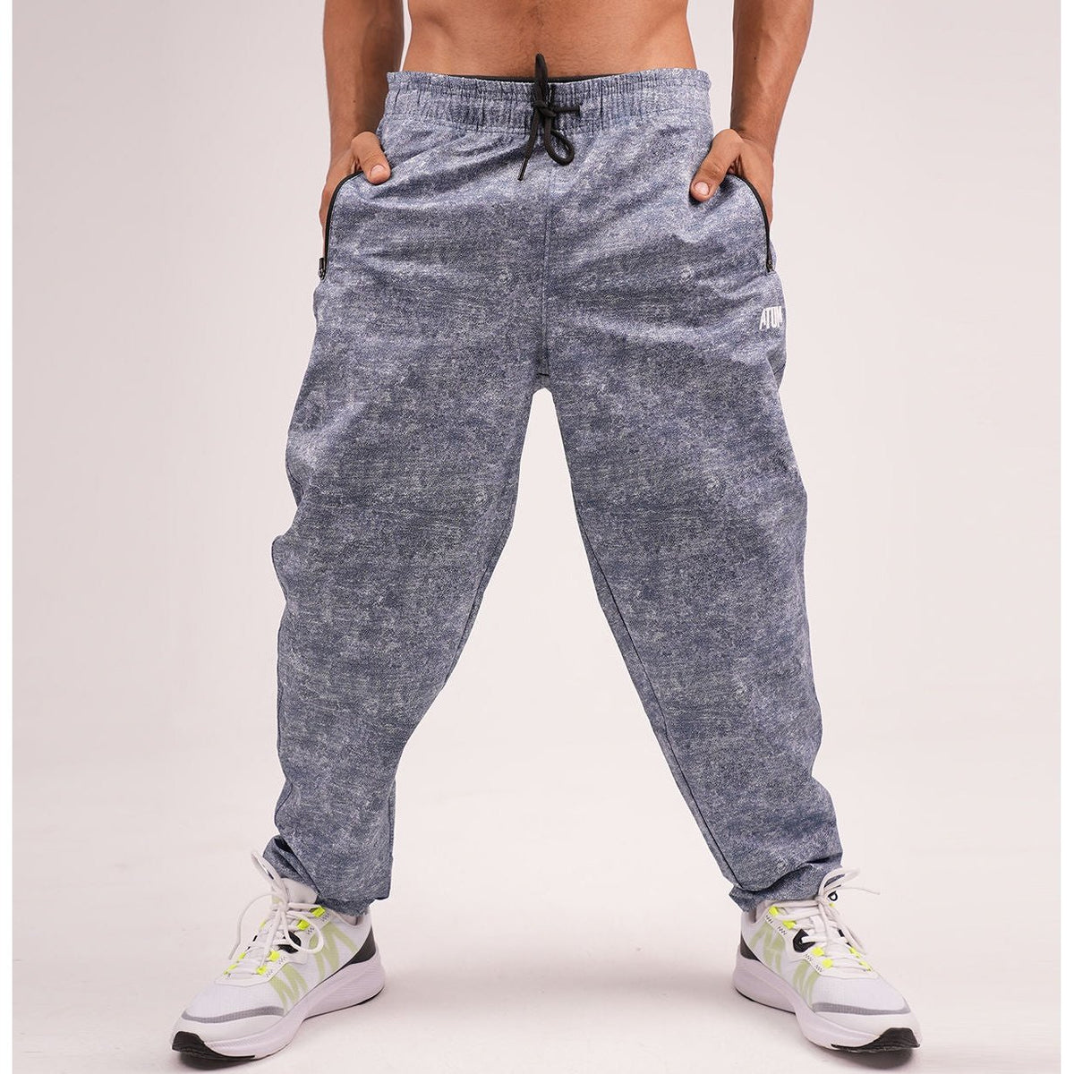 ATUM| Printed Cinchable Hems Men's Pants - Navy