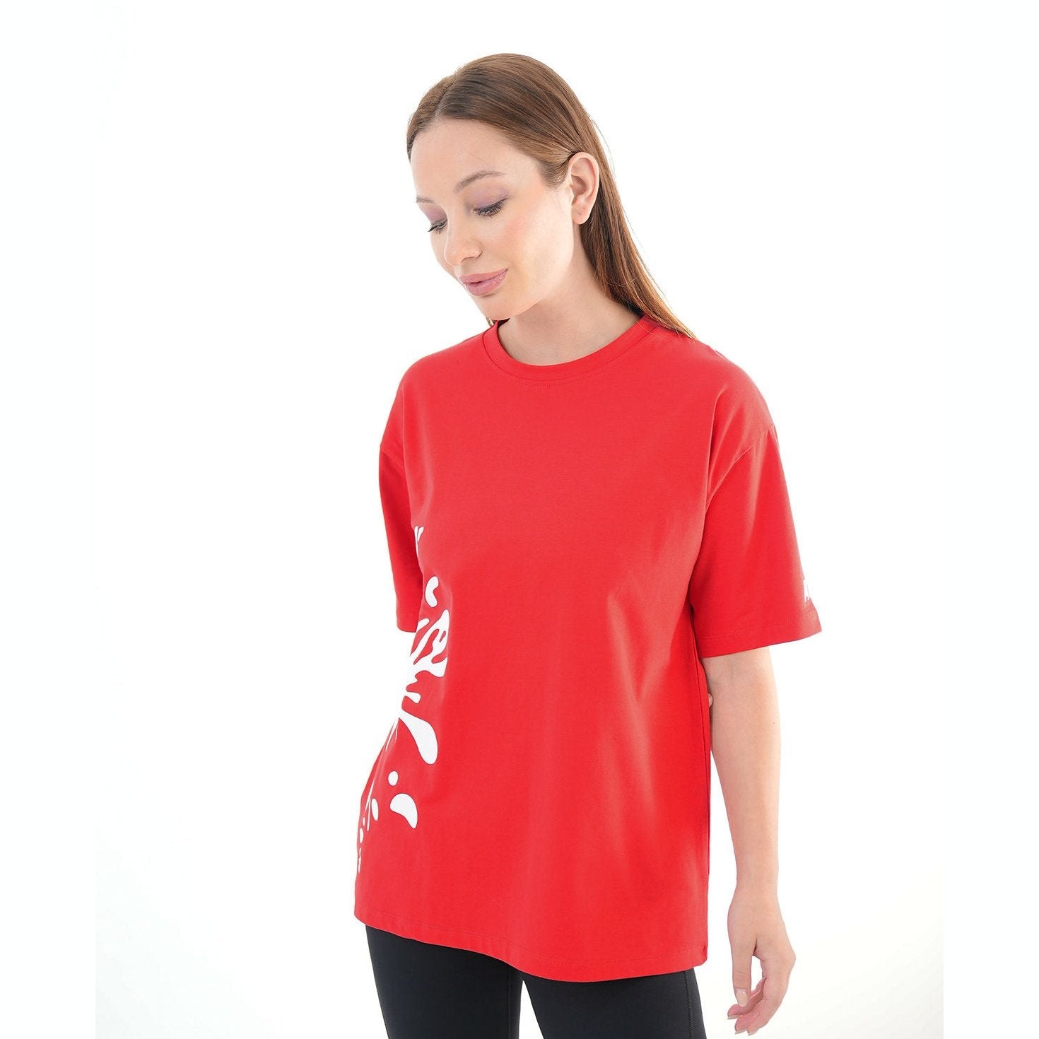 ATUM| Oversized Splash Women's T-Shirt - Red with White print 