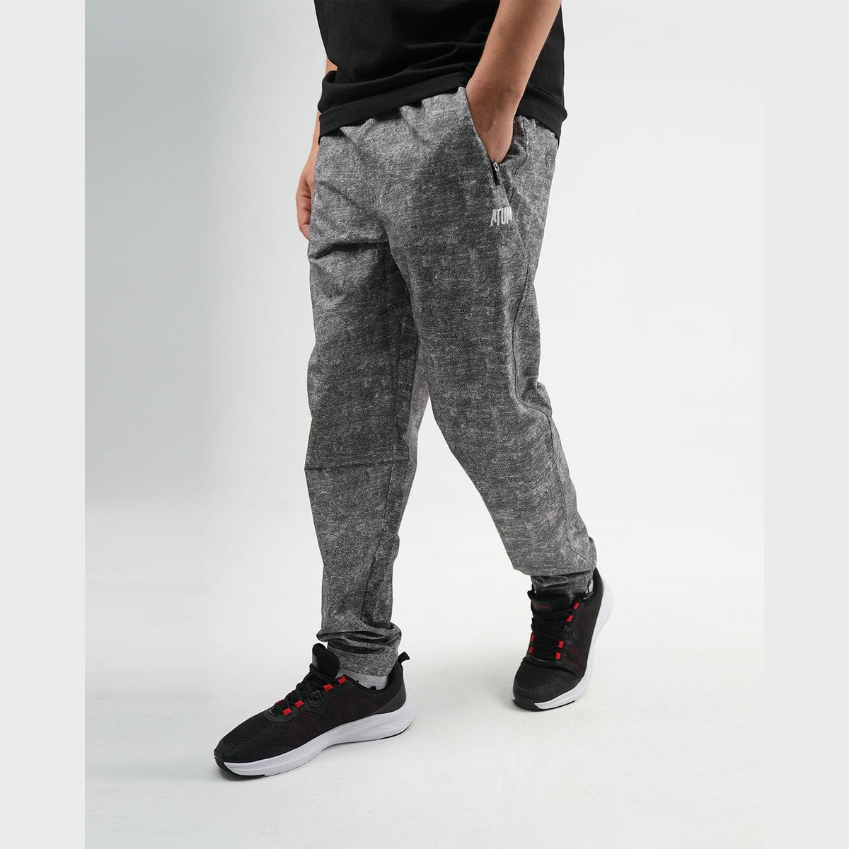 ATUM| Printed Cinchable Hems Men's Pants - Black