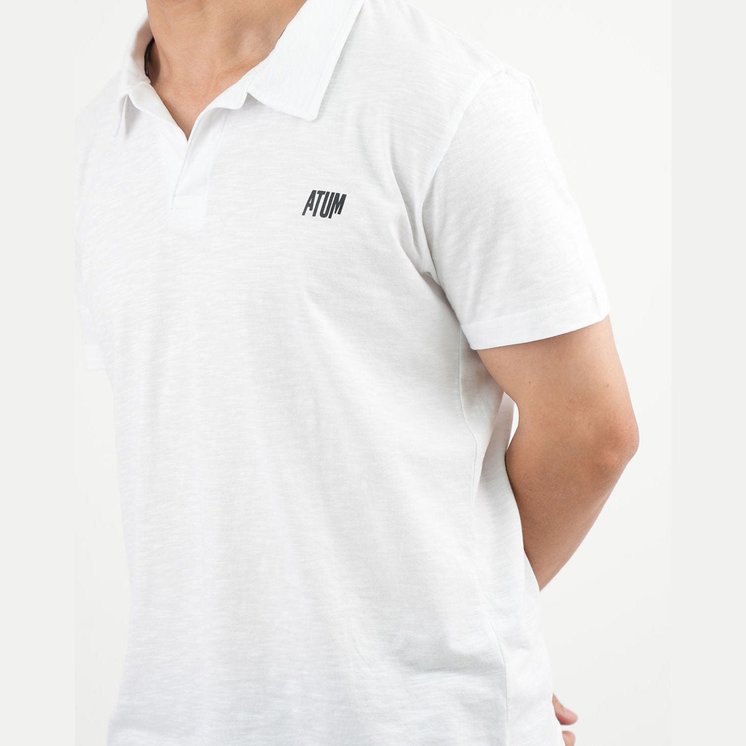 ATUM| Comfort Slub Men's Polo T-Shirt - White - atum's logo