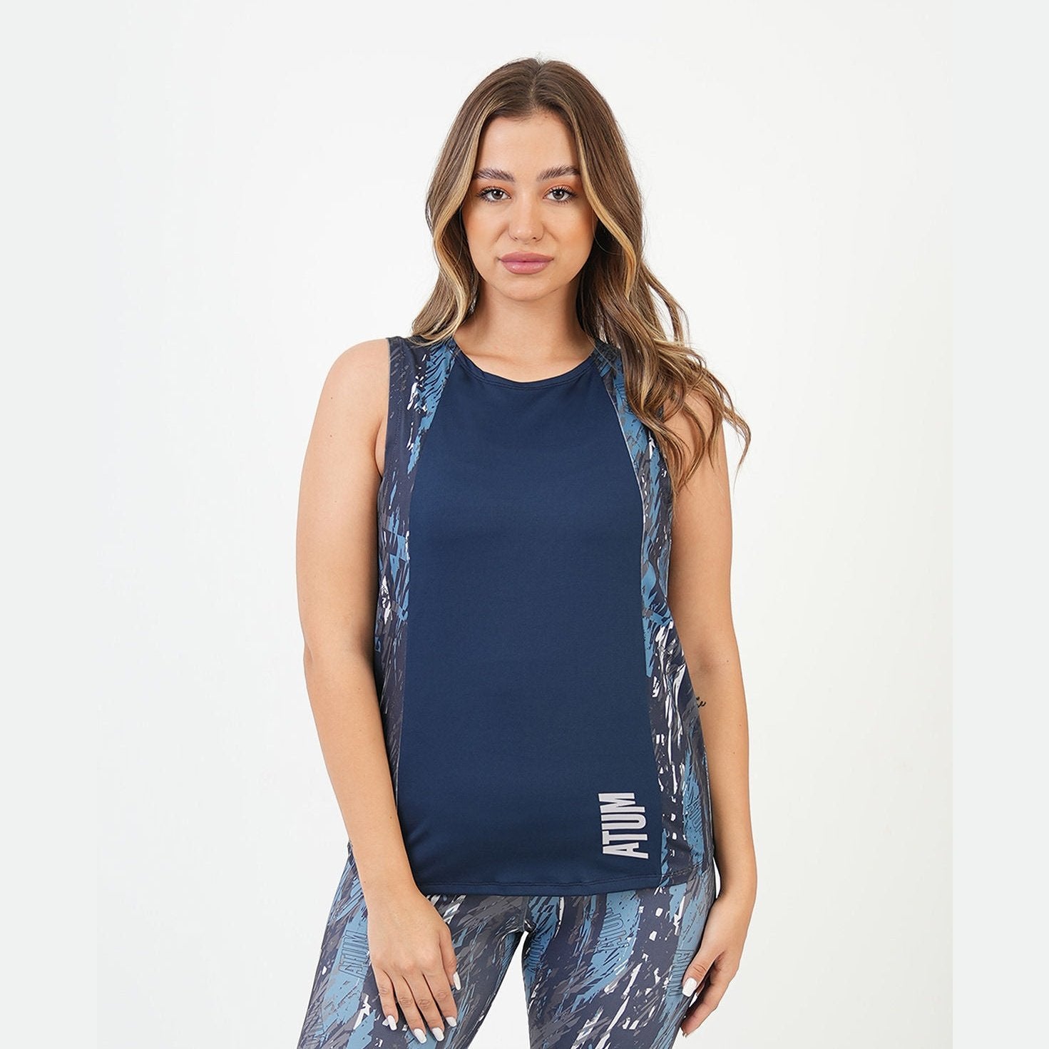 ATUM| Marble Printed Women's Top - Navy