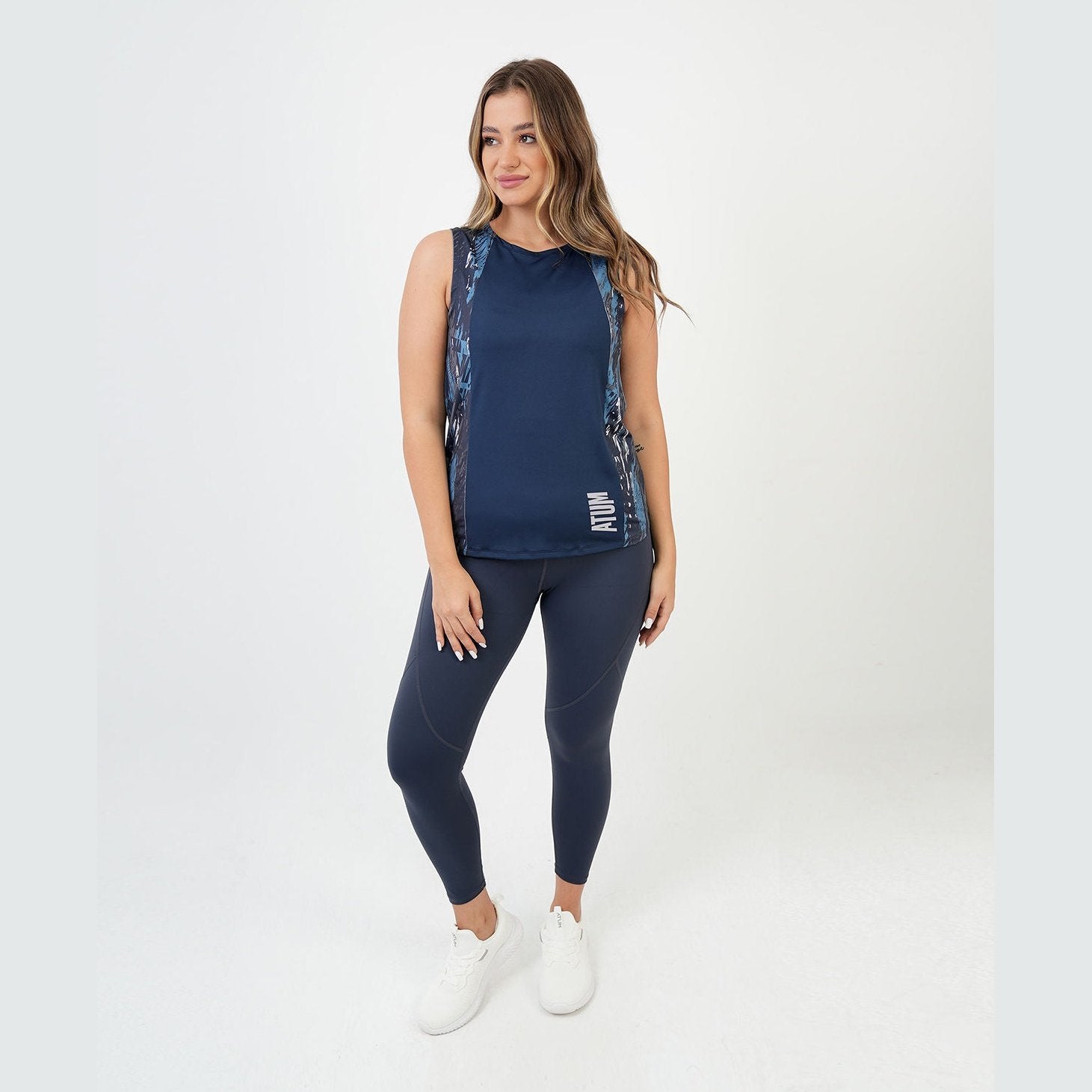 ATUM| Marble Printed Women's Top - Navy