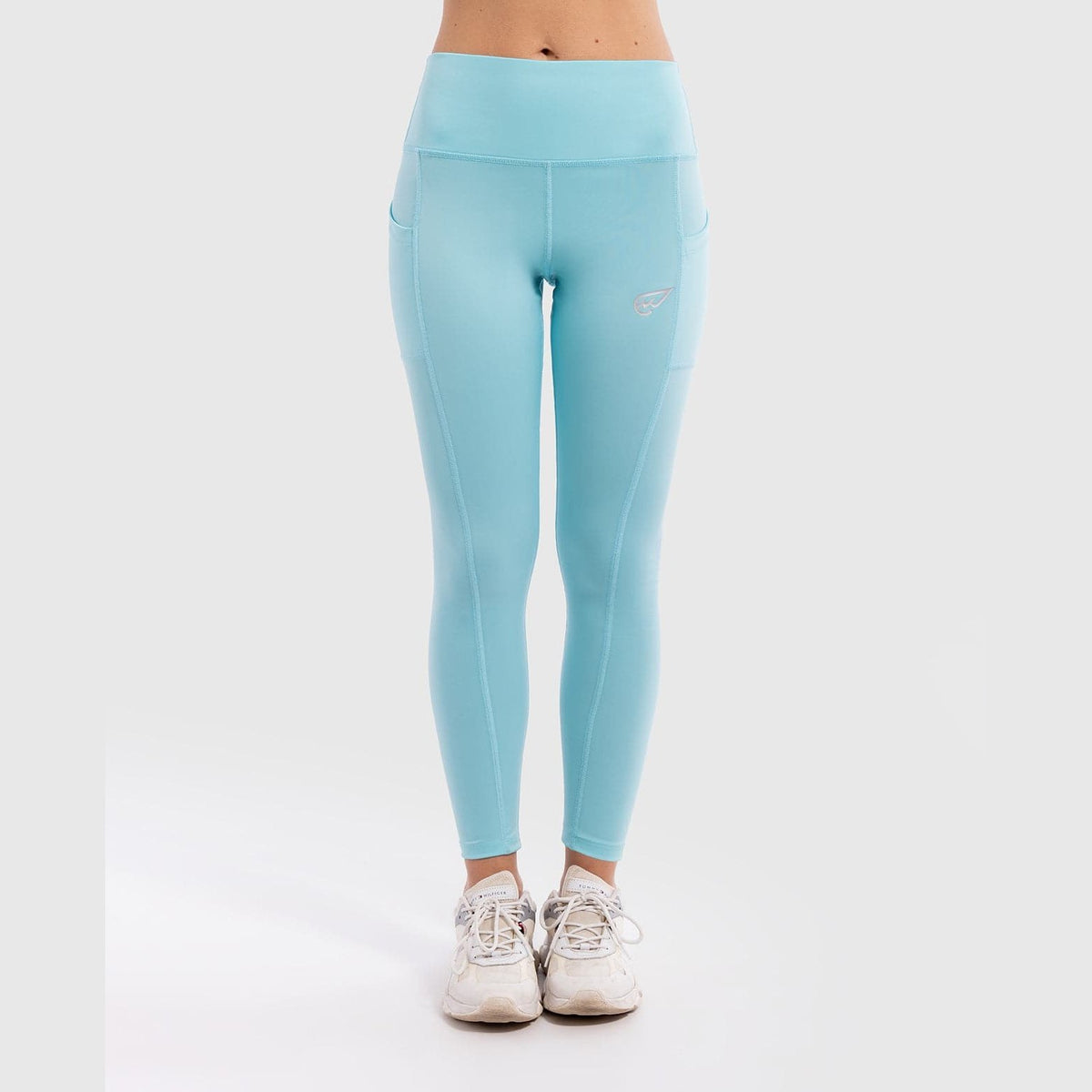 Solid Mid Rise Legging in Aqua - Sporty Pro