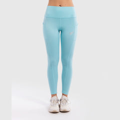 Solid Mid Rise Legging in Aqua - Sporty Pro