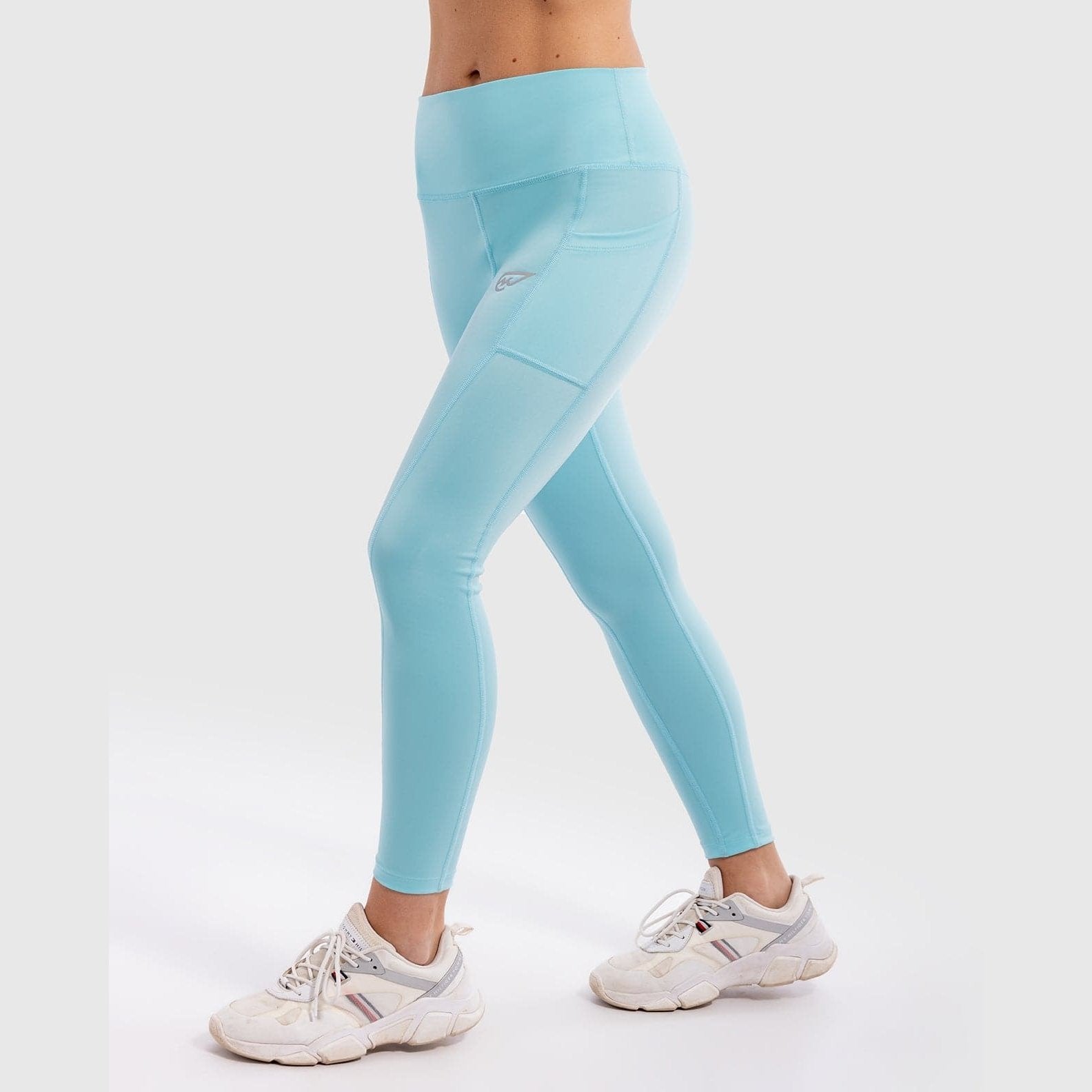 Solid Mid Rise Legging in Aqua - Sporty Pro