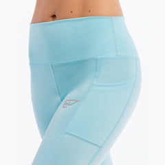 Solid Mid Rise Legging in Aqua - Sporty Pro